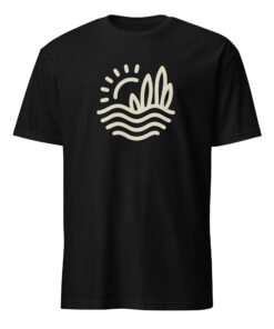 Abstract Waves & Sun Beach Mens T-Shirt - Black