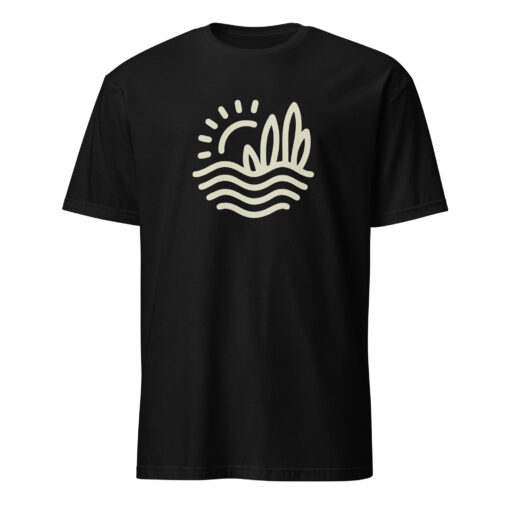 Abstract Waves & Sun Beach Mens T-Shirt - Black