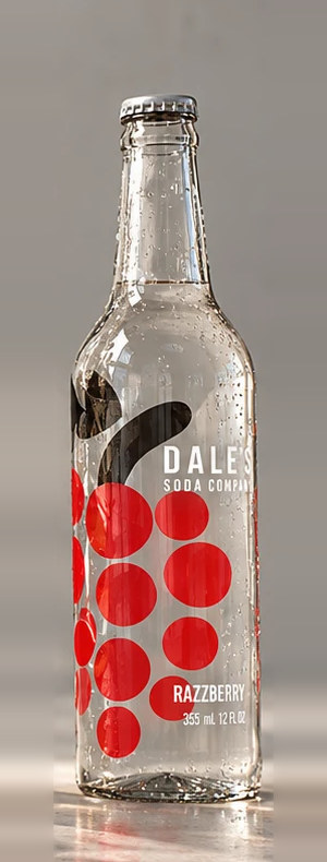 Dale’s Razzberry soda in the clear 12 fl oz glass bottle