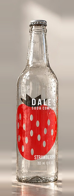 Dale’s Strawberry soda in the clear 12 fl oz glass bottle