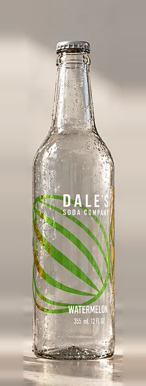 Dale’s Watermelon soda in the clear 12 fl oz glass bottle