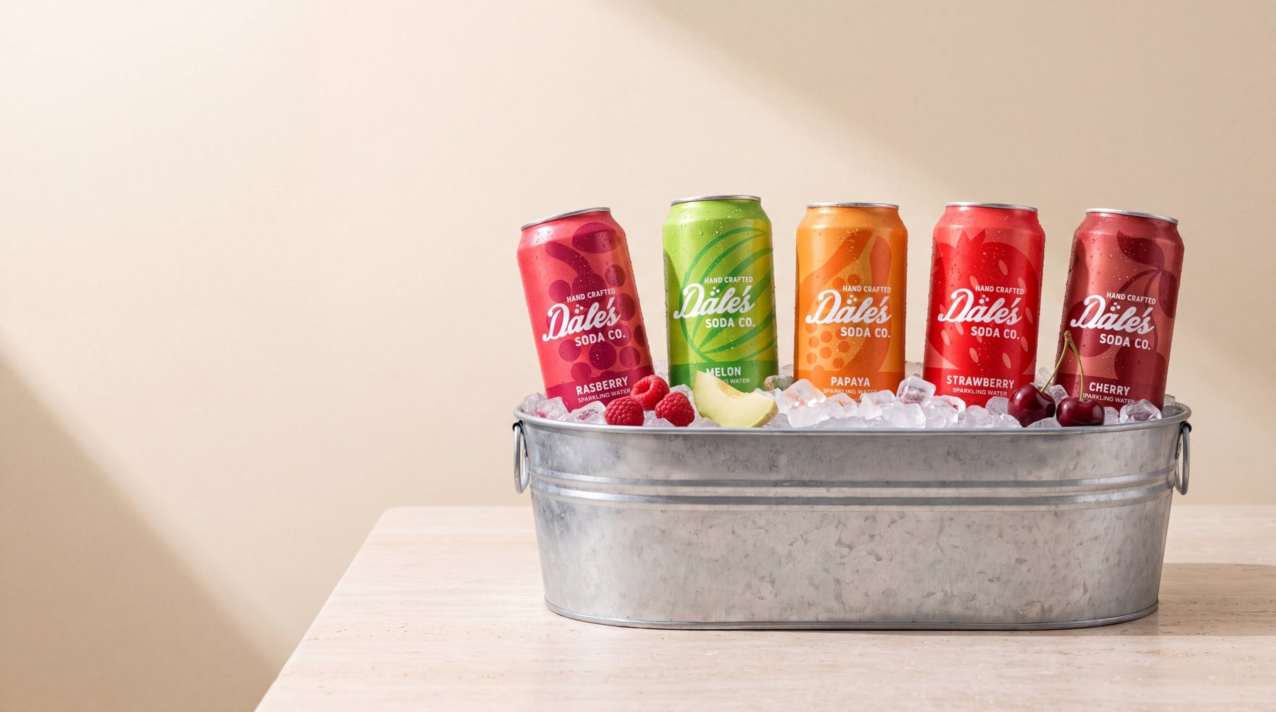 Five Dale's Soda Co. sparkling water cans