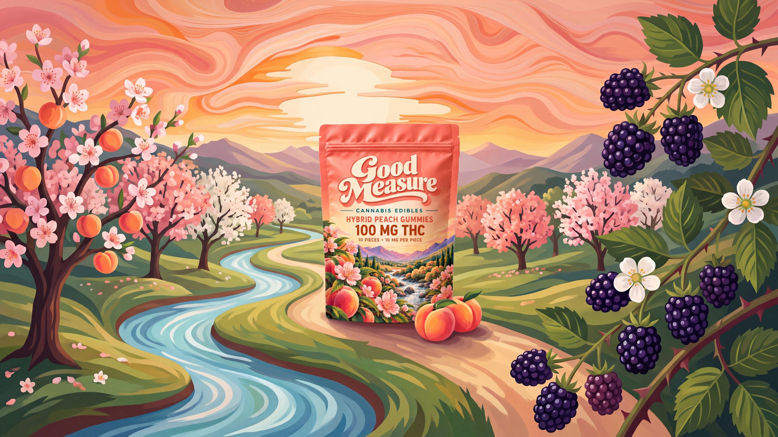 The painted peach world with the peach pouch standing in it