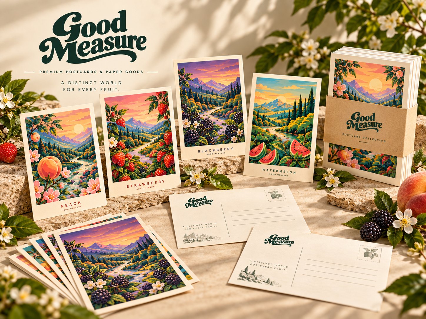 Good Measure prints and postcards: The four worlds, on paper.