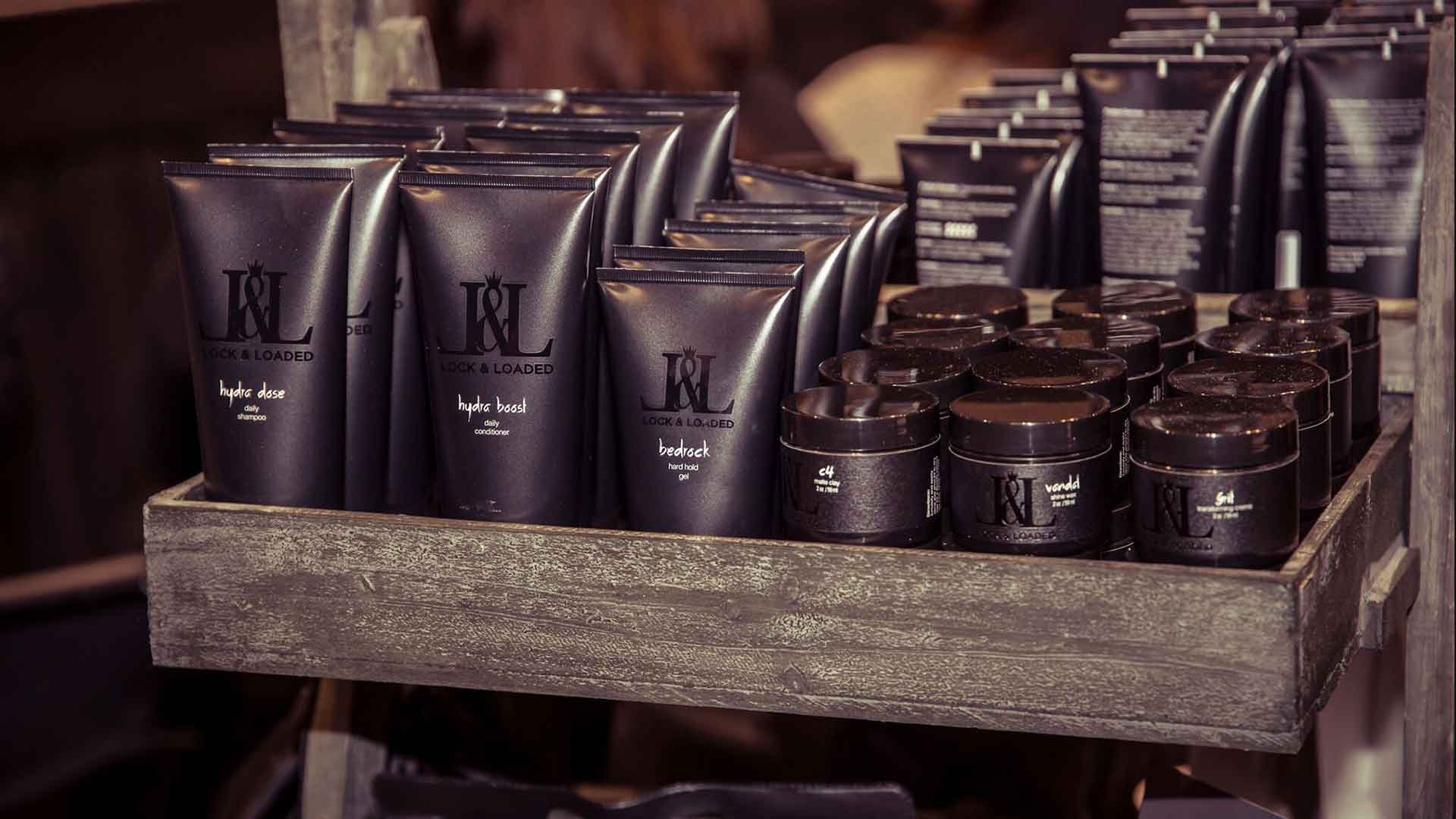 The range in a wooden crate on a salon shelf