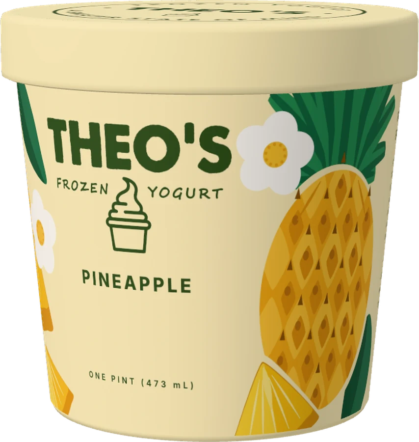 A pint of Theo’s Pineapple frozen yogurt