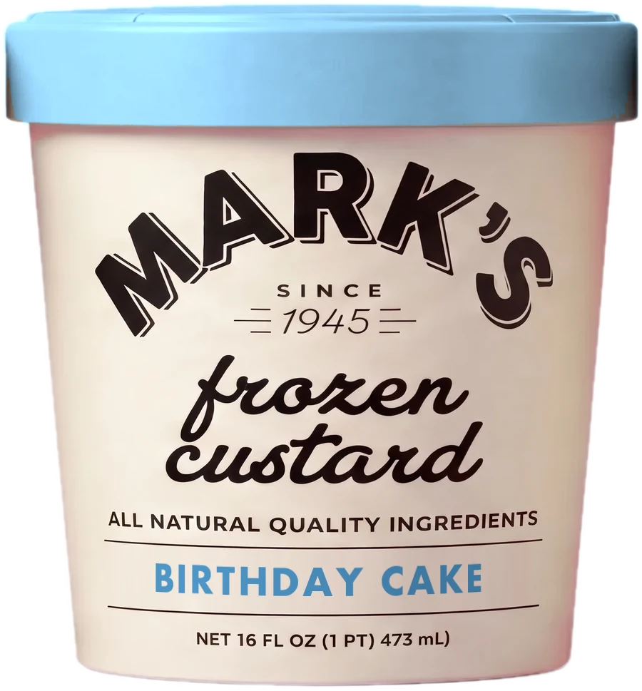 A pint of Mark’s Birthday Cake frozen custard