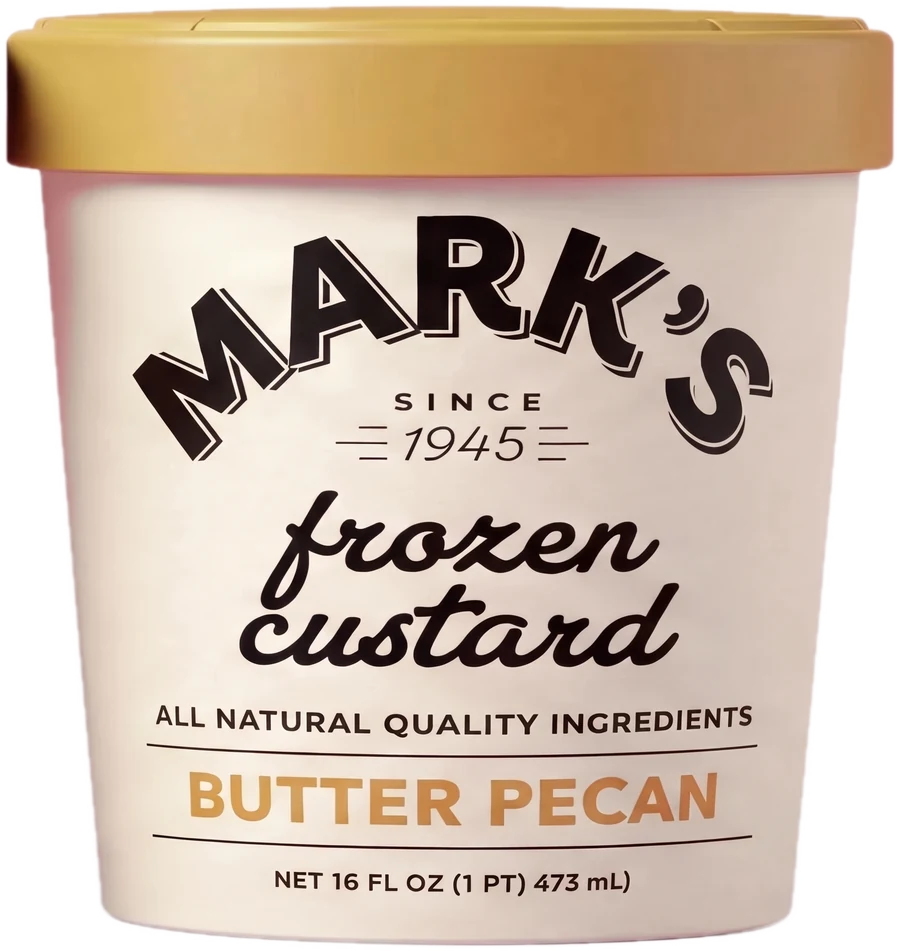 A pint of Mark’s Butter Pecan frozen custard