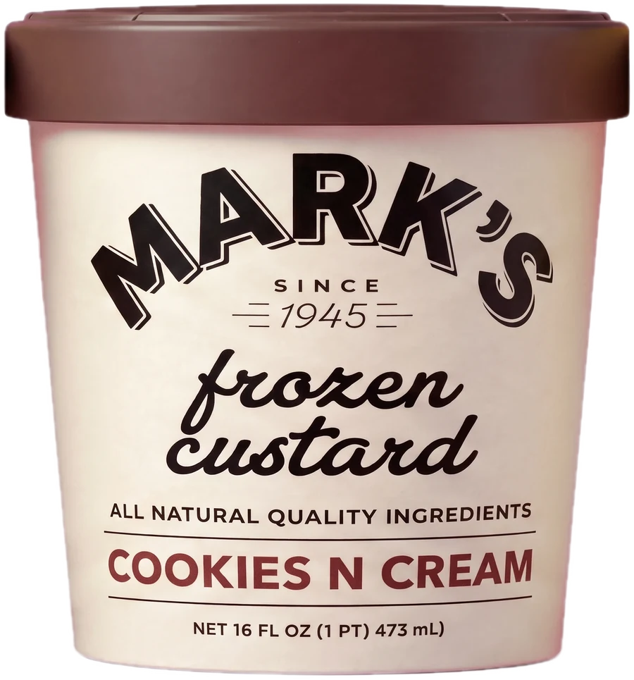 A pint of Mark’s Cookies N Cream frozen custard