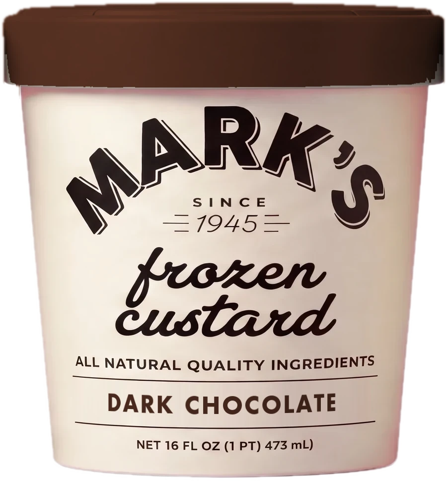 A pint of Mark’s Dark Chocolate frozen custard