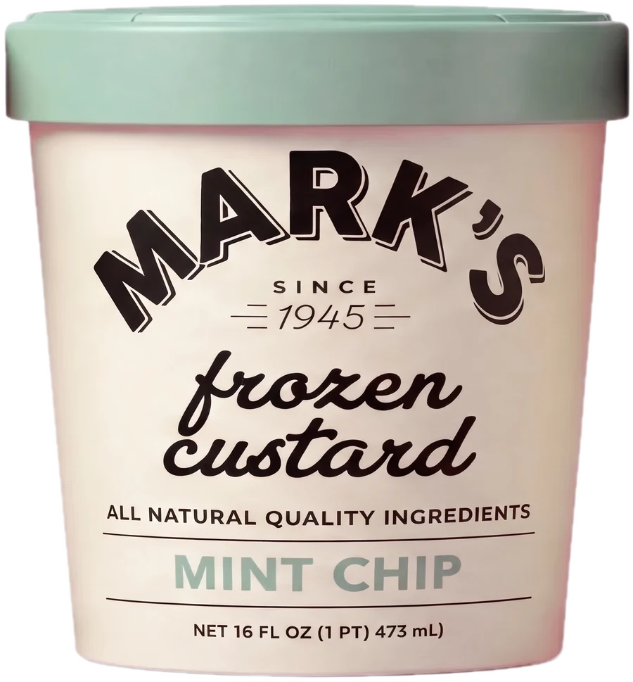 A pint of Mark’s Mint Chip frozen custard