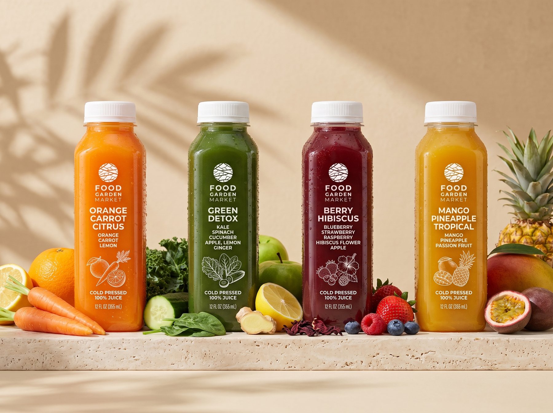 The four Food Garden Market juices