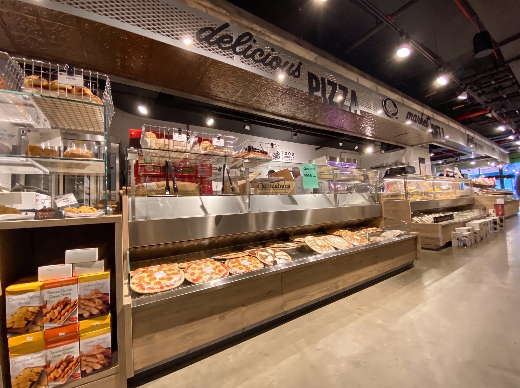 The pizza and bakery counter